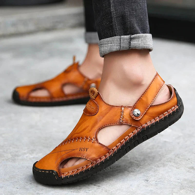 Herren-Sandalen Leder mit Klettverschluss