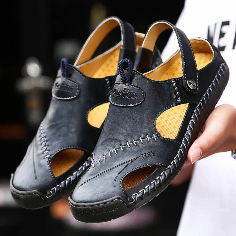 Herren-Sandalen Leder mit Klettverschluss