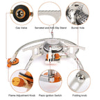 Camping stainless steel gas stove foldable with windscreen
