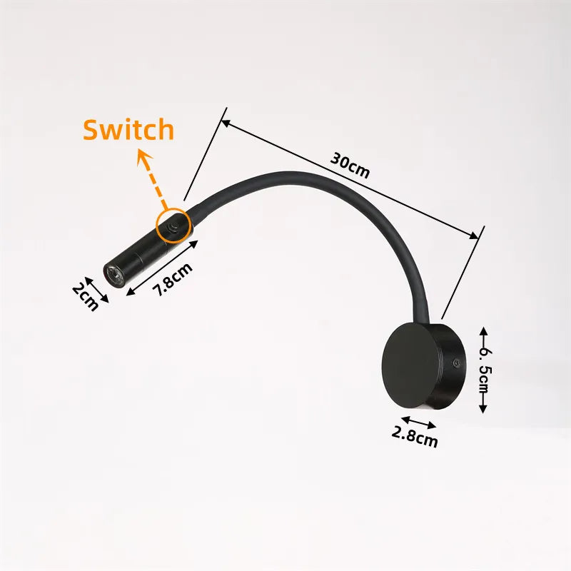 Flexible LED wall light with touch switch