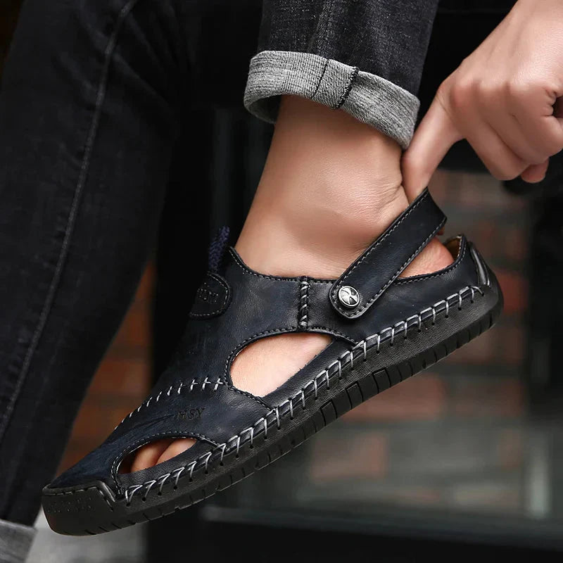 Herren-Sandalen Leder mit Klettverschluss
