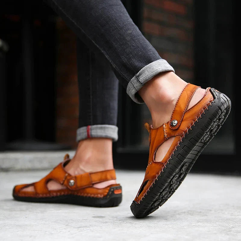Herren-Sandalen Leder mit Klettverschluss
