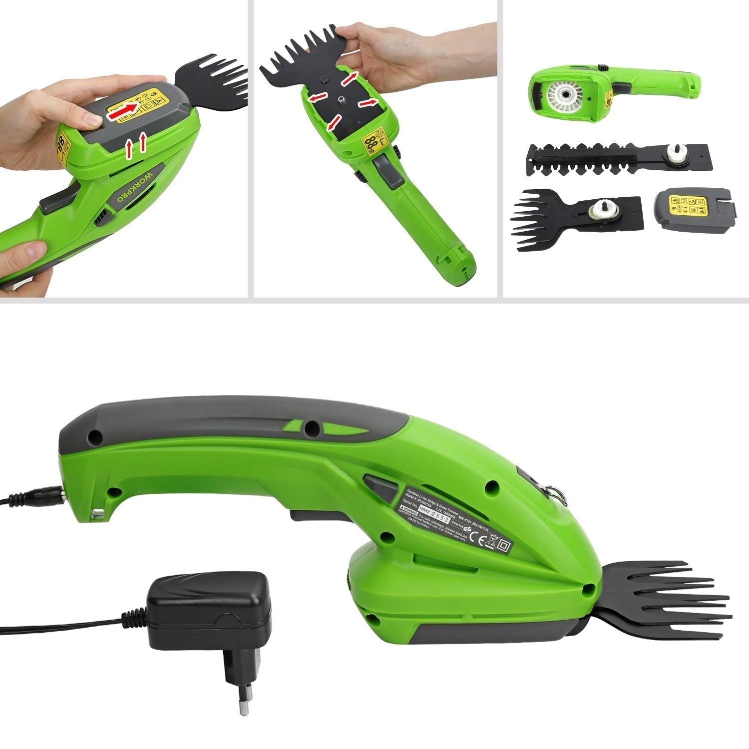 Cordless 2-in-1 Shrub Trimmer – Trim Hedges and Grass with One Device