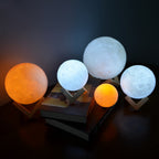 Moon Lamp with Wooden Stand – 16 Colors & Dimmable