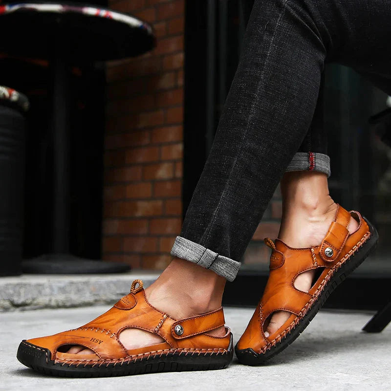 Herren-Sandalen Leder mit Klettverschluss