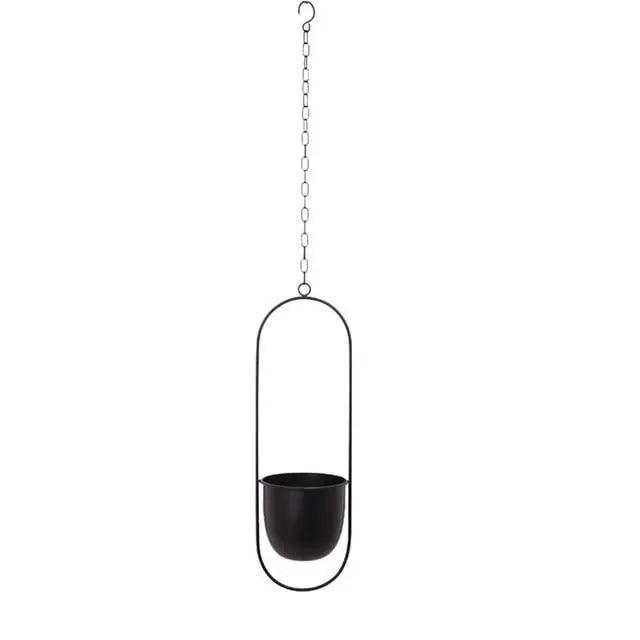 Hanging metal planter with chain – Oval or round frame