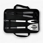 Stainless steel grill cutlery set with carrying case – 3-piece or 5-piece