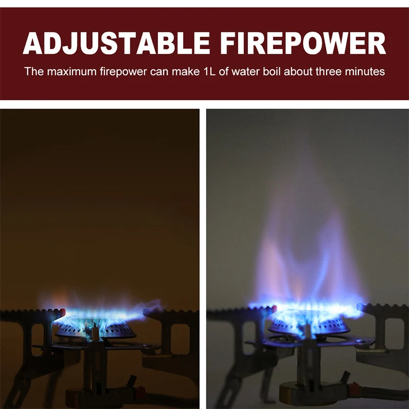 Camping stainless steel gas stove foldable with windscreen