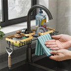 Faucet Kitchen Organizer – Sponge, Brush & Towel Bar in One