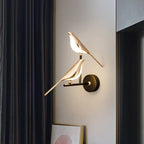 Bird Table Lamp with Golden Sculpture Design