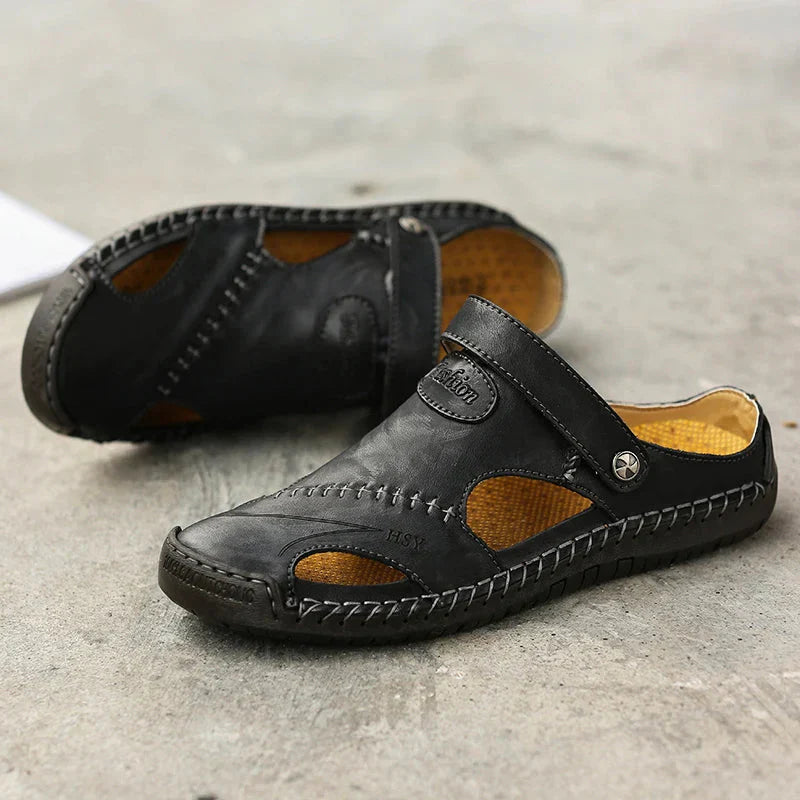 Herren-Sandalen Leder mit Klettverschluss