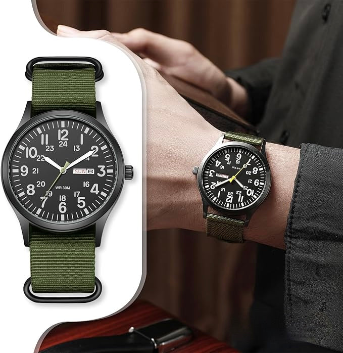 Men's Watch Military Style with NATO Strap Waterproof