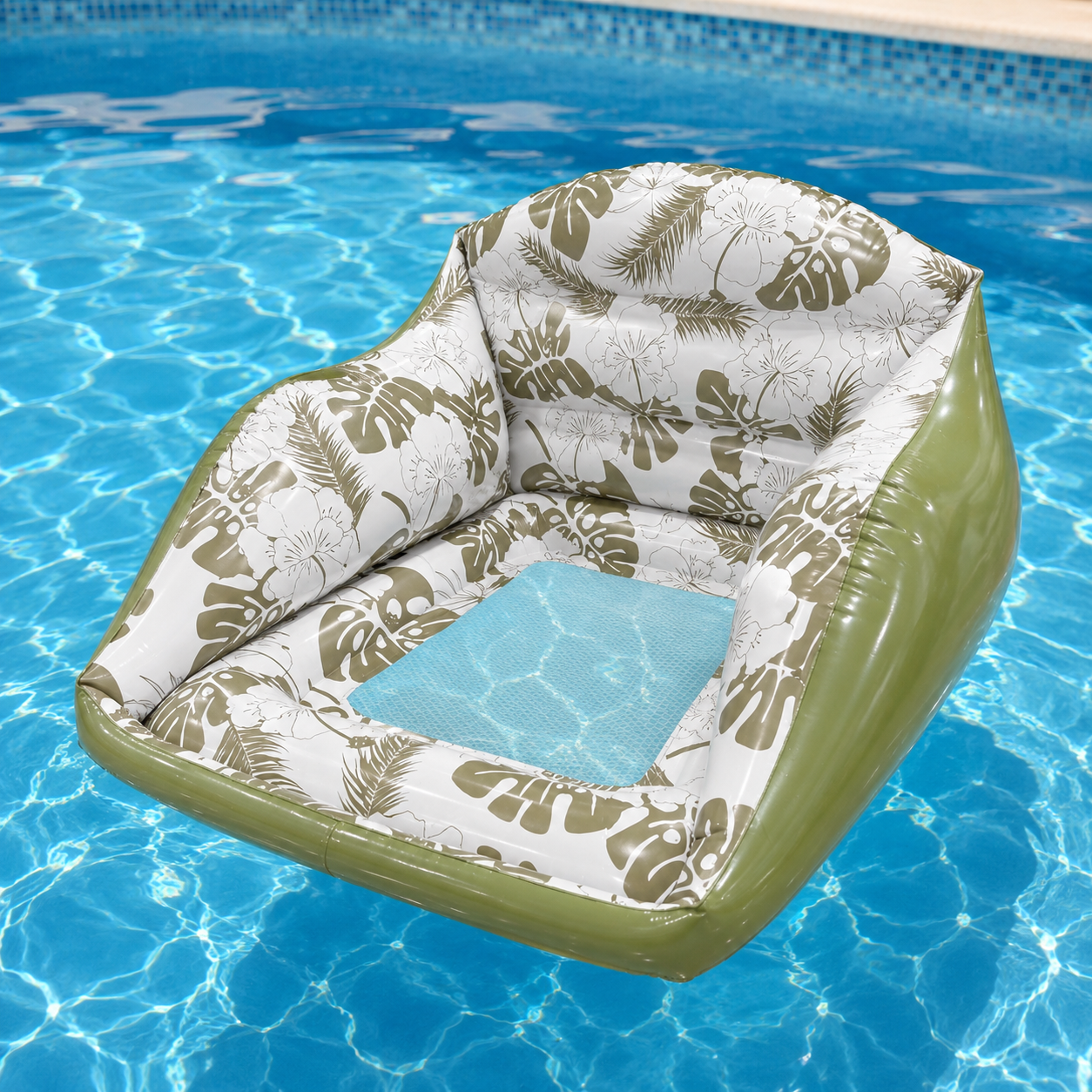 Aufblasbarer Pool-Loungesessel mit Netz-Sitz, U-Form
