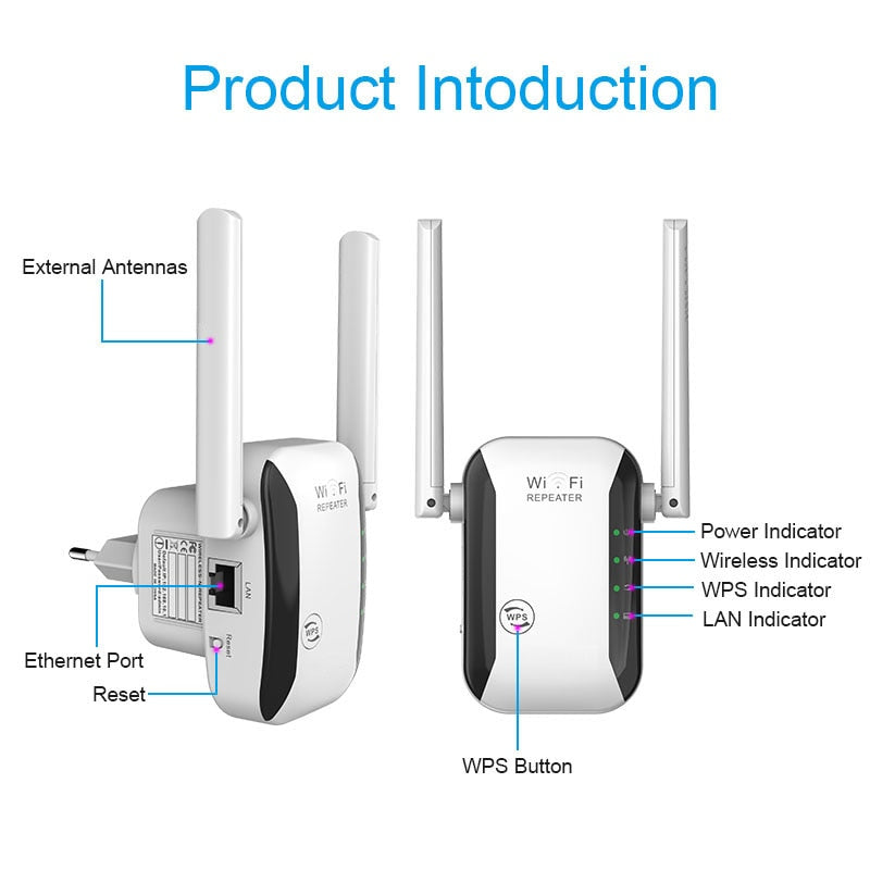 Wi-Fi amplifier with 2 antennas for better network coverage