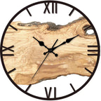 Wooden Wall Clock with Resin Details and Roman Numerals – 30 cm
