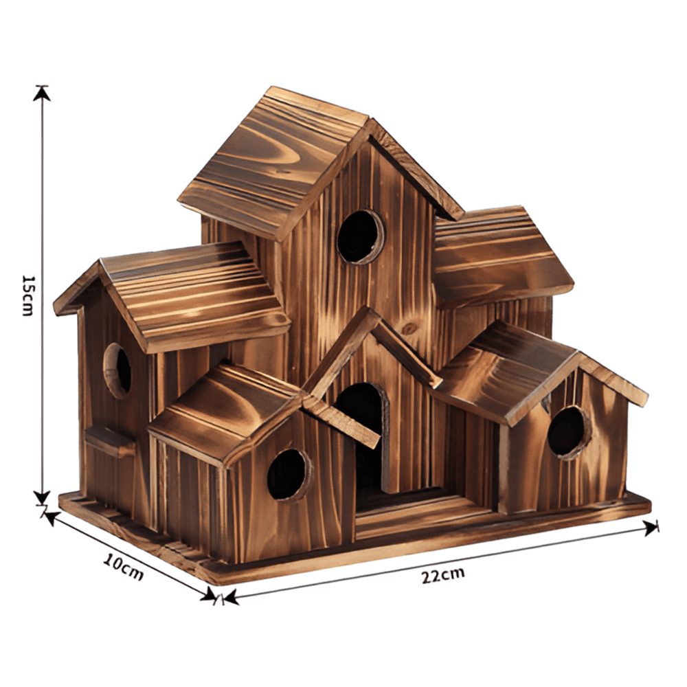 Vogelhaus Holz hängend mit Aufhängeschnur