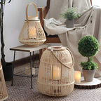 Rattan Laterne mit LED-Kerze – Handgeflochten