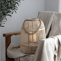 Rattan Laterne mit LED-Kerze – Handgeflochten