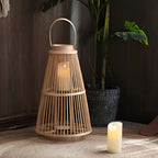 Rattan Laterne mit LED-Kerze – Handgeflochten