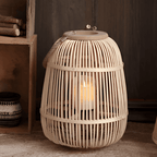Rattan Laterne mit LED-Kerze – Handgeflochten