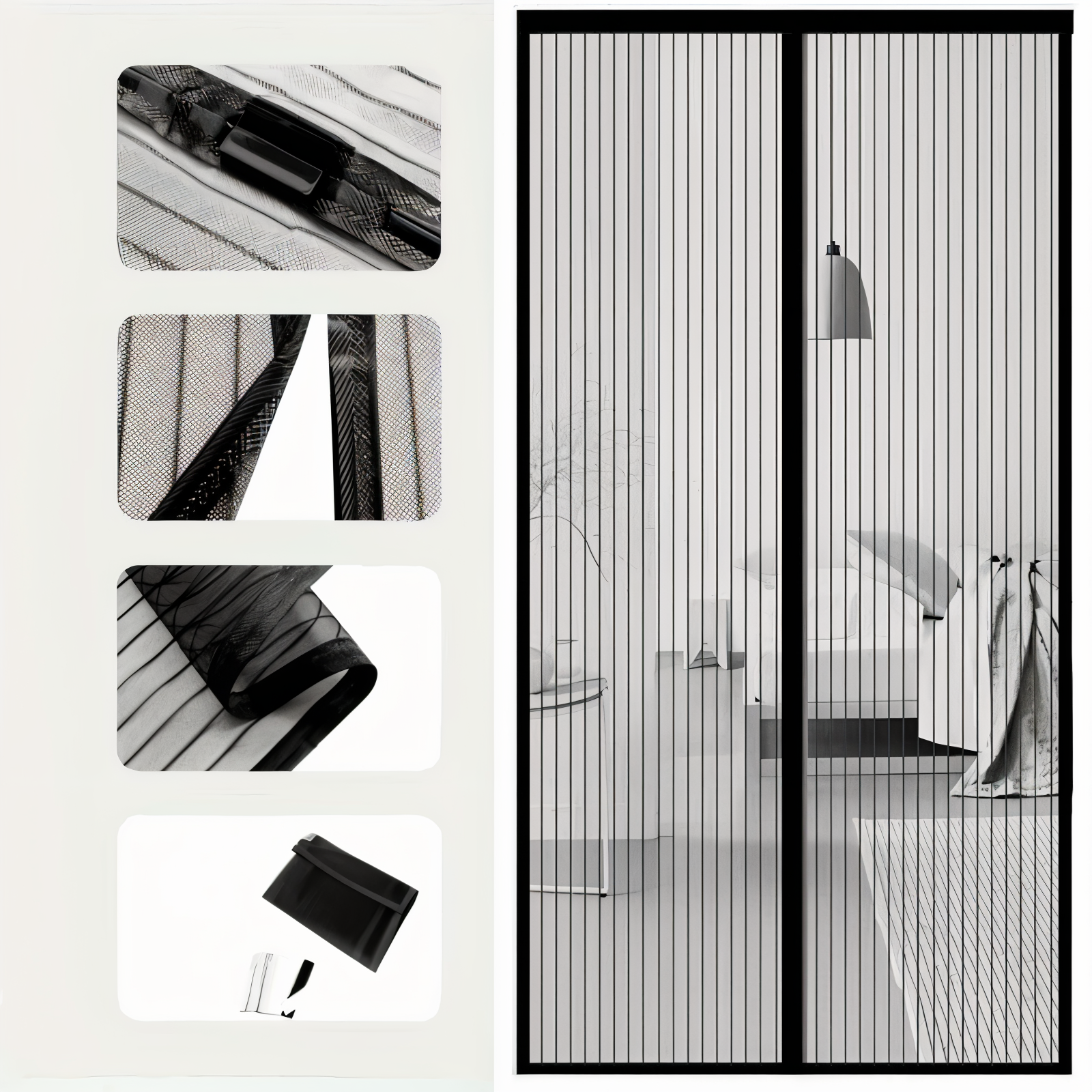 Magnetic door screen against insects – Closes automatically