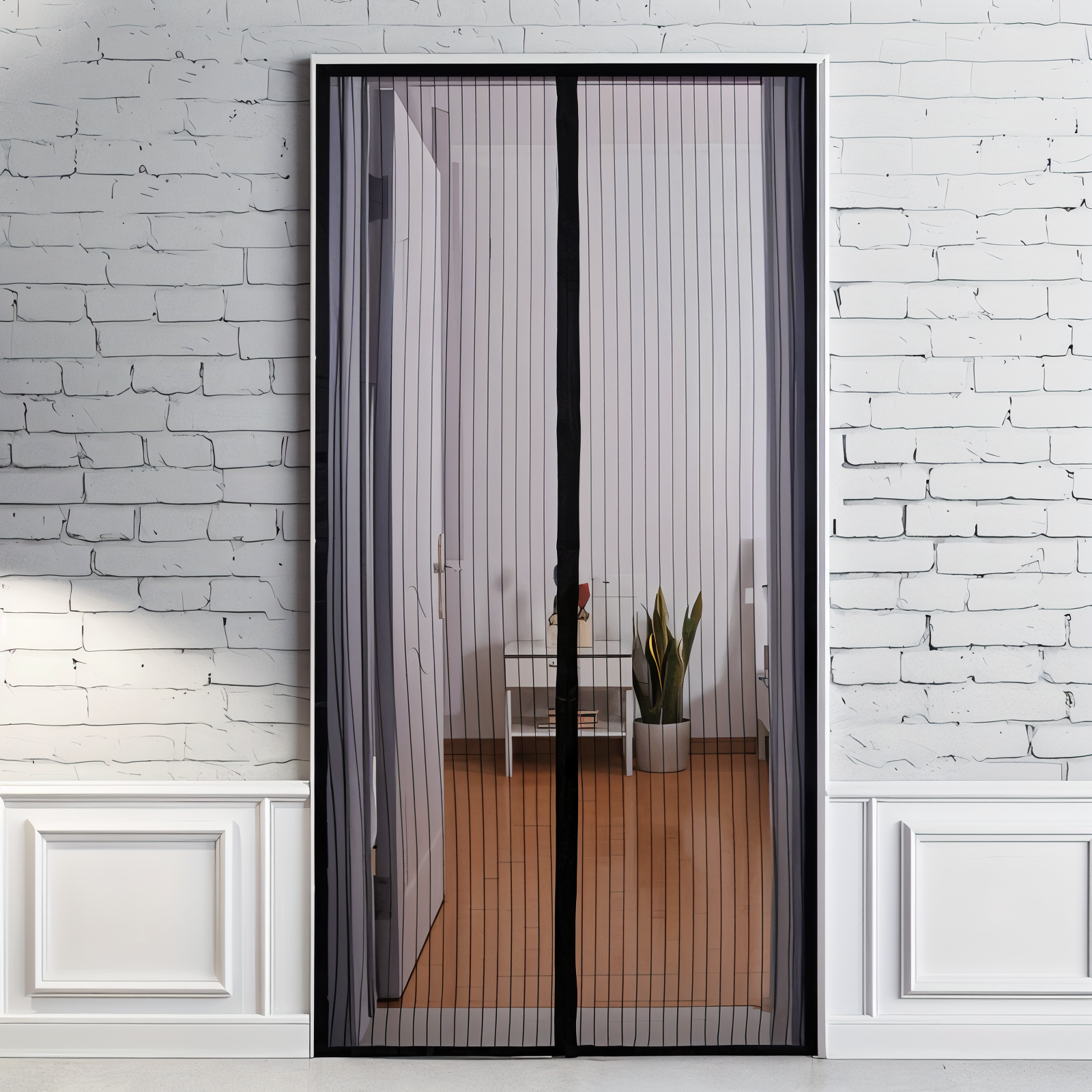 Magnetic door screen against insects – Closes automatically