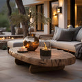 Table fireplace with glass cylinder and metal base