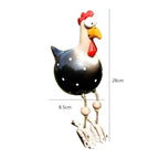 Huhn-Gartenfigur mit beweglichen Holzbeinen und großen Augen