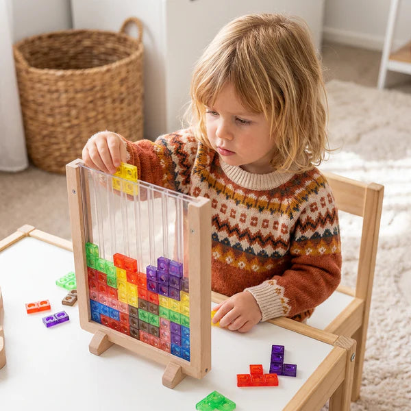 Montessori Holz-Puzzleblöcke – Kreatives Lernspielzeug ab 2 Jahren