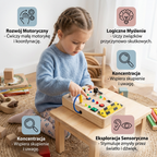 Wooden sensory board with lights and switches for motor skills training