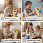 Wooden sensory board with lights and switches for motor skills training