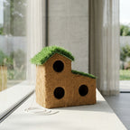 Vogelhaus Kokosfaser 3-teilig mit Grasdach für Garten