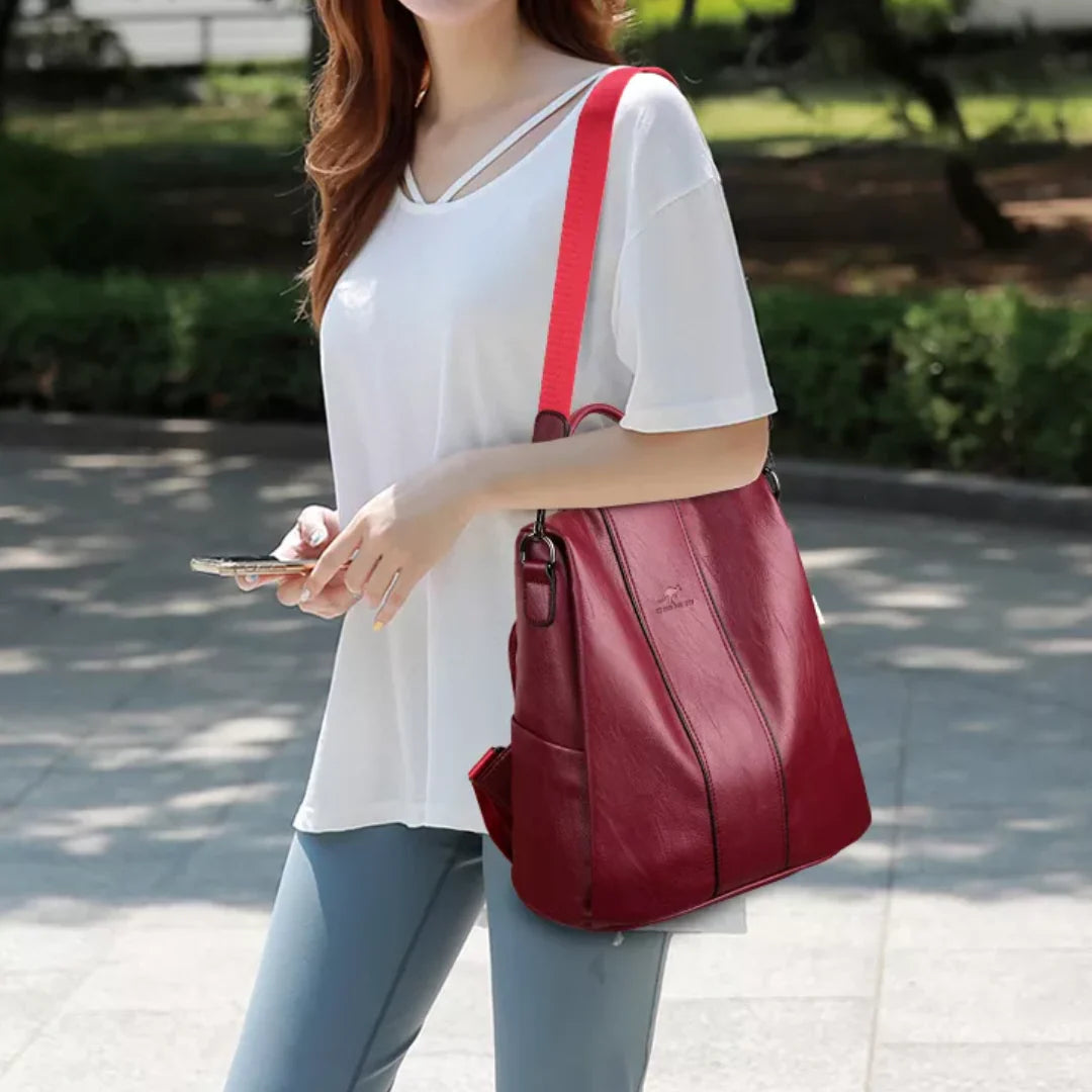 Anti-Theft Leather Backpack – Also Wearable as Shoulder Bag