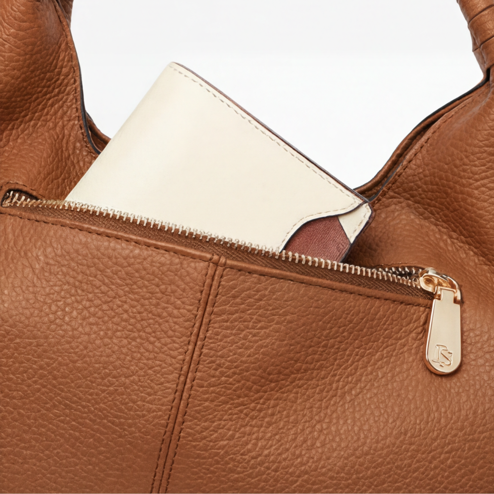Soft Leather Hobo Bag with Multiple Compartments