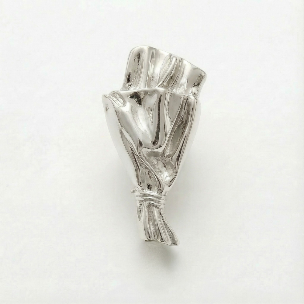 Flower Vase Brooch with Small Opening for Fresh Stems