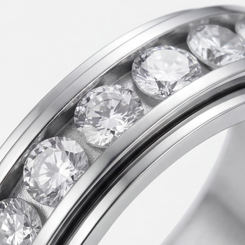 Cubic Zirconia Spinner Ring with Rotating Band