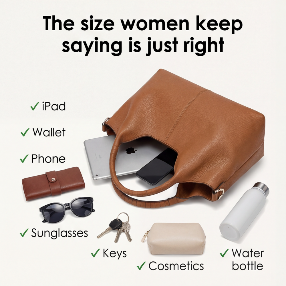 Soft Leather Hobo Bag with Multiple Compartments