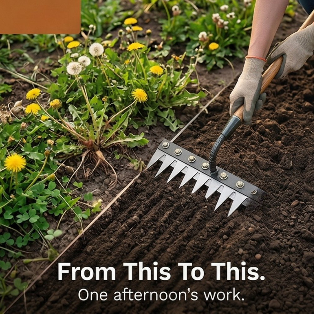 Weed Rake Carbon Steel with Pointed Tines