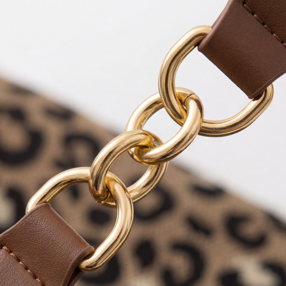 Leotard-Print Tote-Bag mit Goldketten-Detail