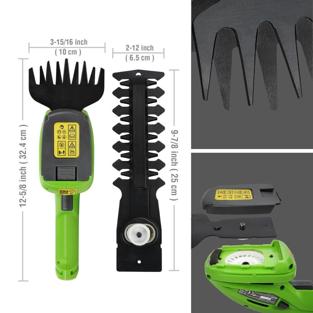 Cordless 2-in-1 Shrub Trimmer – Trim Hedges and Grass with One Device