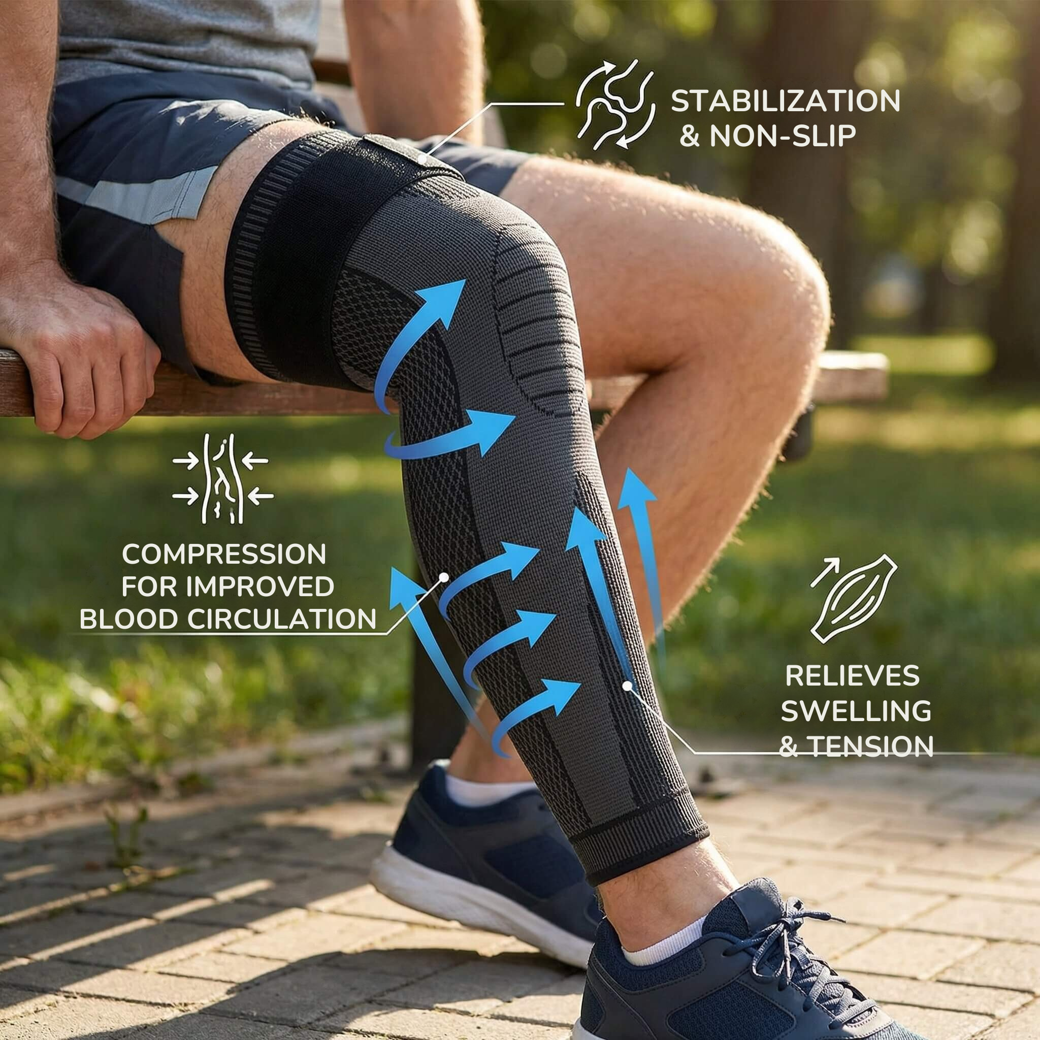 Kniebandage mit Kompression und rutschfestem Halt
