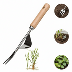 Weed puller with ergonomic wooden handle