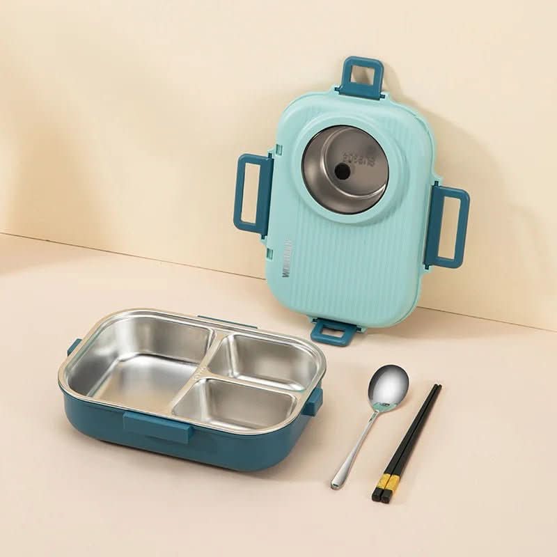 Stainless steel lunchbox with insulation and 3 compartments
