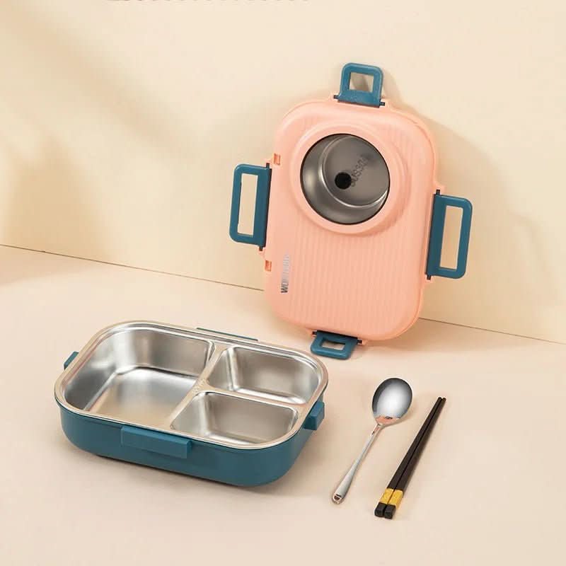 Stainless steel lunchbox with insulation and 3 compartments