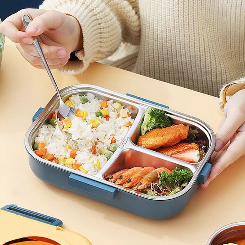 Stainless steel lunchbox with insulation and 3 compartments