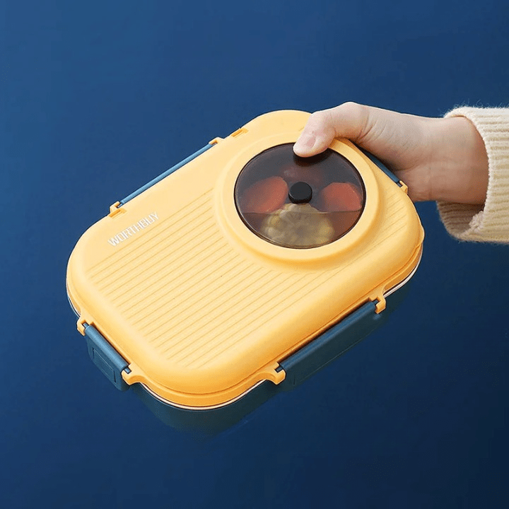 Stainless steel lunchbox with insulation and 3 compartments