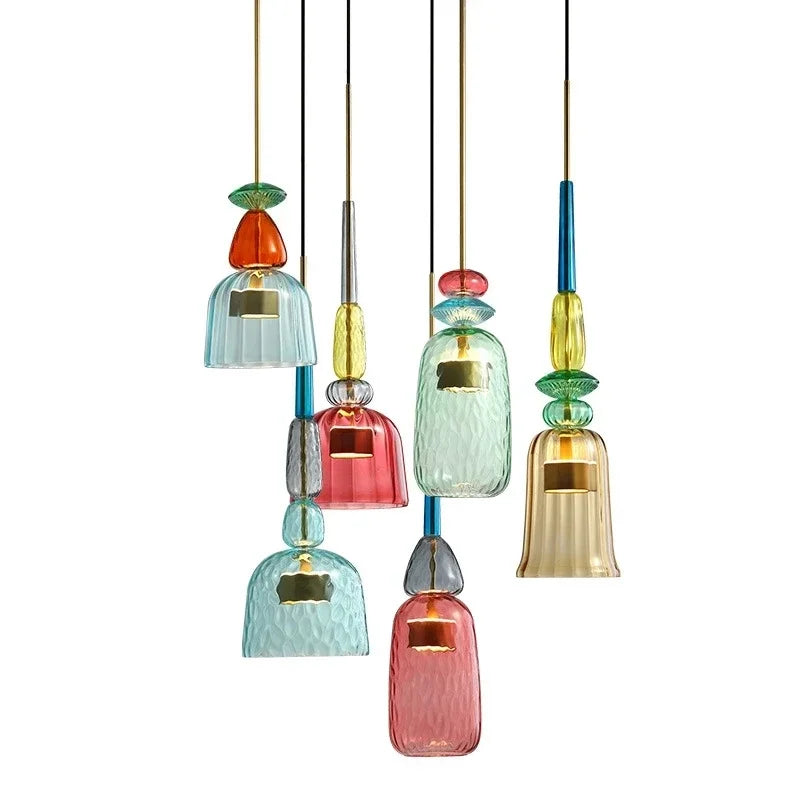 Colorful pendant light with adjustable suspension