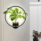 LED plant wall light with glass vase – Round & oval