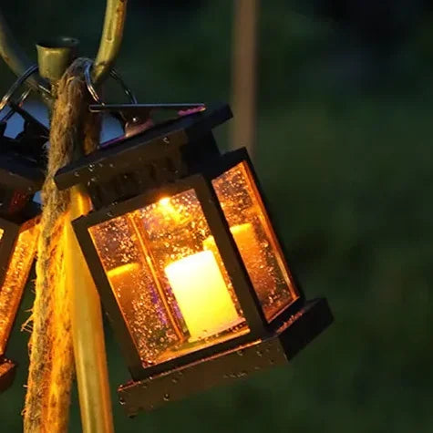 Solarlaterne mit flackernder LED-Kerzecm wasserdicht