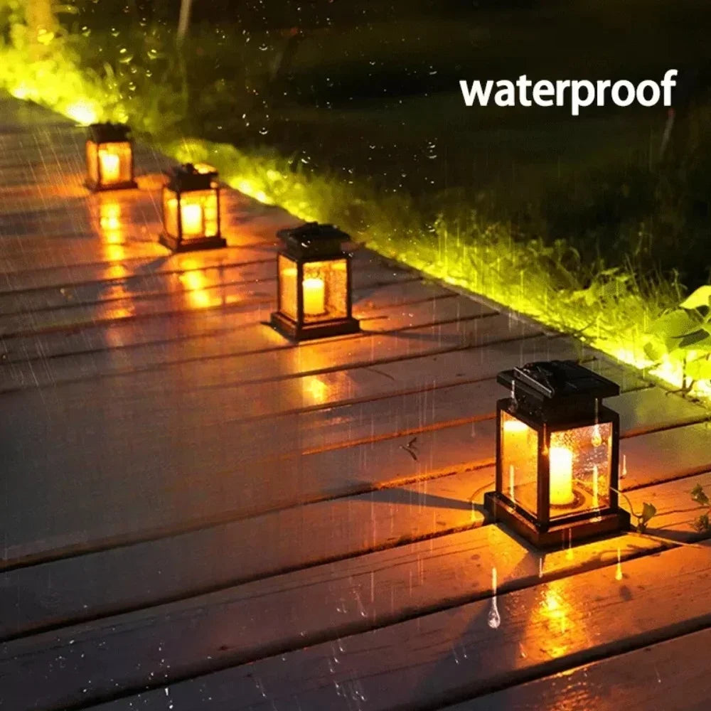 Solarlaterne mit flackernder LED-Kerzecm wasserdicht